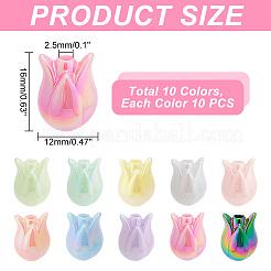 100 шт. 10-х цветные акриловые бусины с УФ-покрытием SACR-AR0001-16