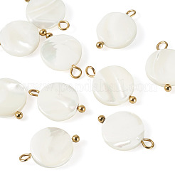 10 pendentif disque en coquillage naturel&nbsp;STAS-TA0006-28