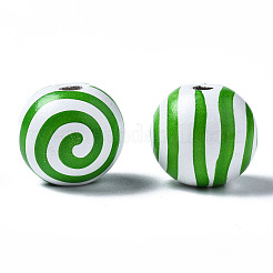 Расписные европейские бусины из натурального дерева WOOD-S057-030C