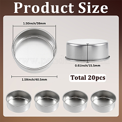 鉄製キャンドルカップ20個  キャンドル作りツール  フラットラウンド  プラチナ  40.5x15.5mm  内径：38mm&nbsp;AJEW-SP0006-40A