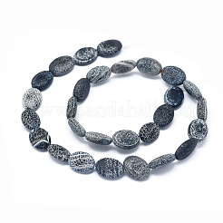 天然石風化瑪瑙ビーズ連売り  染め＆加熱  オーバル  14x10~11x5~5.5mm  穴：0.5mm  28個/連  14.96インチ（38 cm）&nbsp;G-D0005-44-02