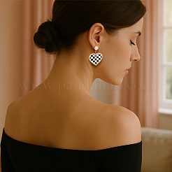 4 пара двухцветных эмалевых сережек-гвоздиков&nbsp;EJEW-HY0001-22