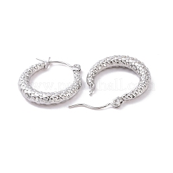 変色しない304ステンレススチール製チャンキーフープピアス（女性用）  ステンレス鋼色  21x20x3.5mm  ピン：0.8mm&nbsp;EJEW-G293-19P