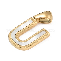 Подвески с алфавитом из натуральных белых ракушек&nbsp;STAS-M338-02G-U