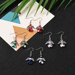 Гальванических стеклянные болтающийся серьги X-EJEW-JE04319