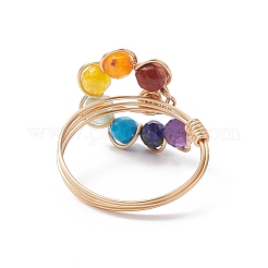 Кольцо-капля на палец из смешанных натуральных и синтетических драгоценных камней RJEW-JR00652