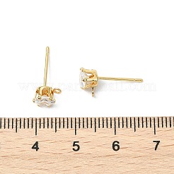 Фурнитура для сережек-гвоздиков из латуни с прозрачным кубическим цирконием&nbsp;XGR0102G-117G