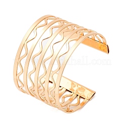 Волнистые железные браслеты-манжеты для женщин&nbsp;BJEW-G741-03KCG