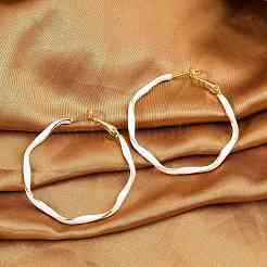 Orecchini a cerchio in ottone smaltato con anello twist&nbsp;EJEW-P301-01G-A