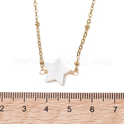 2 pz 2 stili ciondolo a forma di stella luna conchiglia d'acqua dolce naturale collane a catena satellitare in acciaio inossidabile 304&nbsp;NJEW-JN05984