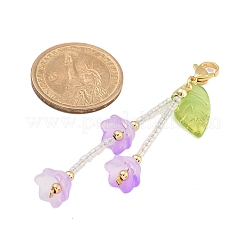 4шт 4-х цветный стеклянный подвесной декор в виде цветка HJEW-TA00312