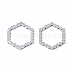 変色しにくい201ステンレススチール製リンクリング  レーザー切断  六角  ステンレス鋼色  13x15x1mm  内径：12x10mm&nbsp;STAS-N091-57