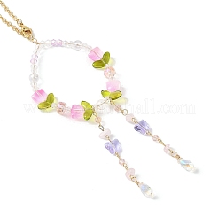 Подвесные украшения из гальванического стекла и натурального розового кварца HJEW-JM04550