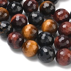 Трехцветные нити бусин из натурального тигрового глаза&nbsp;G-L642-F08-14mm