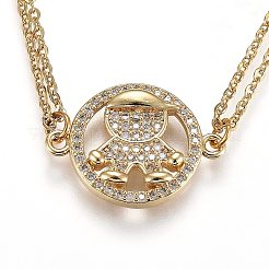 Латунные браслеты с микропаве из чистого кубического циркония&nbsp;BJEW-Z003-05G