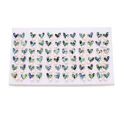 Серьги-гвоздики из натурального жемчуга в форме сердца из латуни&nbsp;PEAR-N017-07D