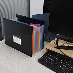 長方形 13コンパートメント PPプラスチック製ハンギングファイルフォルダー  ブラック  333x269x18.5mm&nbsp;OFST-WH0004-147