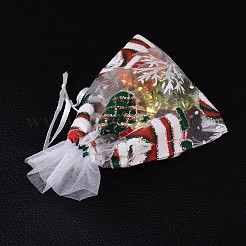 クリスマスのオーガンジー袋  ホワイト  約9センチ幅  13センチの長さ&nbsp;OP089