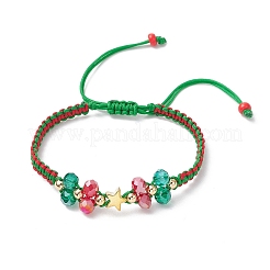 Рождественские гальванизированные стеклянные плетеные браслеты из бусин для мужчин и женщин BJEW-MZ00205