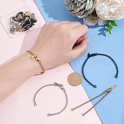 9個 3色 半完成品 304ステンレススチール ローロチェーンコネクタ ブレスレット製作  丸カン付き  カニカン  チェーンタブ  ミックスカラー  6-1/2x1/8インチ（16.5x0.3cm）  3個/カラー&nbsp;STAS-UN0038-86