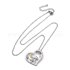 Латунные синие кубические цирконии грибовидные ожерелья в форме сердца для женщин&nbsp;NJEW-C067-01P