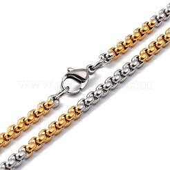304ステンレススチールベネチアンチェーンネックレス  カニカン付き  ゴールデン·ステンレス鋼色  21.65インチ（55cm）  3.5mm&nbsp;NJEW-F227-09G-13-A