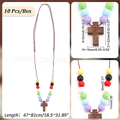 Ожерелье-подвеска из дерева с акриловыми бусинами для женщин NJEW-AB00011