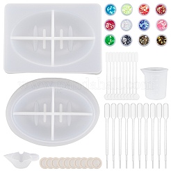 Kits de moules de boîte de stockage de savon et de savon ovales diy&nbsp;DIY-OC0003-52