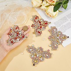 4 шт. 2-х цветные аппликации из цветочного сплава со стразами DIY-FH0006-98