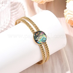 Bracelet jonc ouvert en acier inoxydable 304 émaillé&nbsp;BJEW-JB14486-01