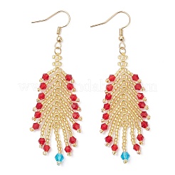 Серьги с подвесками из стеклянных семян EJEW-MZ00569-01