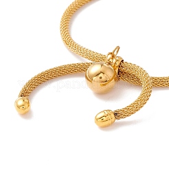 Браслет-слайдер из нержавеющей стали 304 с круглым подвесом и цепочкой из круглой сетки для женщин с вакуумным покрытием PVD BJEW-C013-02G