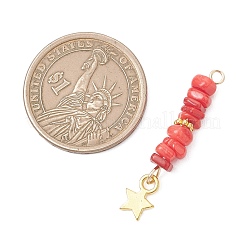 Бусины из окрашенных натуральных пресноводных раковин с подвесками в виде звезд из сплава.&nbsp;PALLOY-JF05031