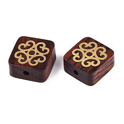 Натуральные сандаловые бусины и латунные бусины&nbsp;WOOD-T032-33A