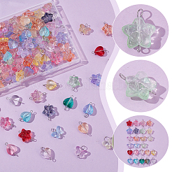 120 шт. 3 стиля градиентных цветов краска для выпечки прозрачное стекло звезда & сердце & бабочка соединительные подвески&nbsp;PALLOY-AR00030