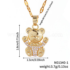 Милые романтичные праздничные подвески в виде медведя из латуни с прозрачным кубическим цирконием QG0958