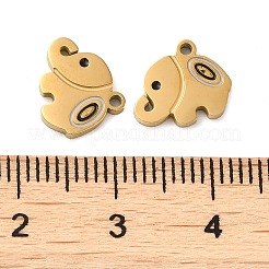 イオンプレーティング（IP）304ステンレススチールエナメルチャーム  象のチャーム  ゴールドカラー  9x11x1.5mm  穴：1.2mm&nbsp;STAS-D018-05G