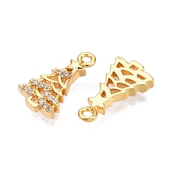 Подвески из прозрачного кубического циркония с микропаве из латуни на рождественскую тематику KK-T073-19G