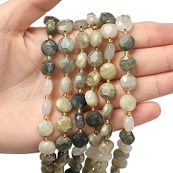 Нити бусин из натурального зеленого рутилированного кварца G-C116-A145-01