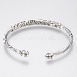 Устойчивые к потускнению браслеты-манжеты из нержавеющей стали 304 BJEW-H570-31P