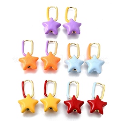 Серьги-кольца из латуни со звездами&nbsp;EJEW-D314-01G