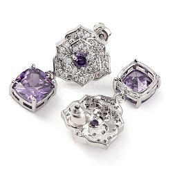 Серьги-гвоздики из латуни с микропаве и кубическим цирконием EJEW-I304-12P-01