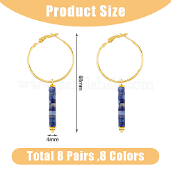 8 пара серег-капель 8 типа из натуральных и синтетических драгоценных камней EJEW-AB00040