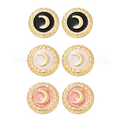 Плоские круглые серьги-гвоздики из нержавеющей стали 304 с эмалью и луной STAS-D368-03G