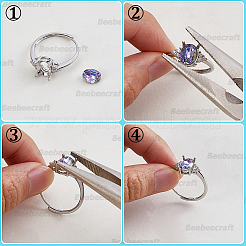 4 Stück 4 Stile Messing Micro Pave Zirkonia verstellbare Ringeinstellungen&nbsp;KK-BBC0024-14B