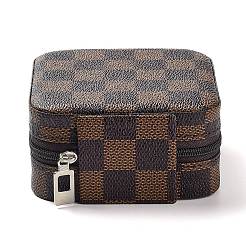 Коробки на молнии для хранения ювелирных изделий из искусственной кожи в клетку тартан PAAG-PW0007-01A