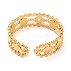 女性用304ステンレススチール中空オープンカフリング  菱形  18KGP本金メッキ  usサイズ8 1/4(18.3mm)&nbsp;STAS-D085-36G