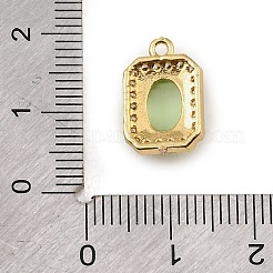 Breloques en laiton serties de micro-pavés de zircone cubique transparente et d'œil de chat&nbsp;CU-CBAF17A-08G