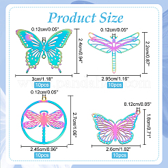 40 шт. 4 стиля ионного покрытия (IP) 201 филигранные подвески из нержавеющей стали&nbsp;STAS-HY0001-34