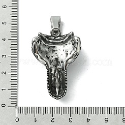 304ステンレススチール製ビッグペンダント  狼の頭蓋骨のチャーム  アンティークシルバー  52.5x27.5x17mm  穴：10x5.5mm&nbsp;STAS-C099-04AS